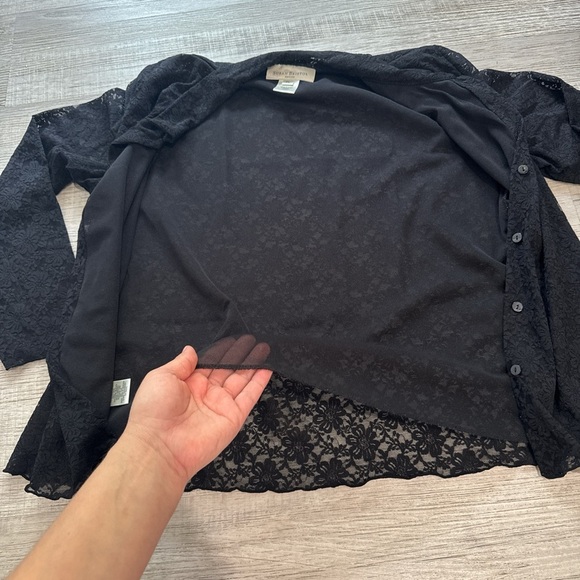 Susan Bristol Charcoal Lace Top long sleeve size PL - Picture 7 of 9